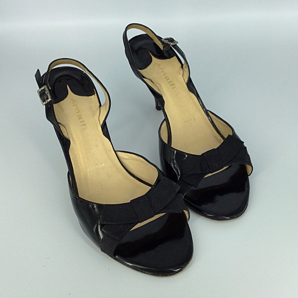 Amalfi Black Patent Leather Sandals 8-1/2M